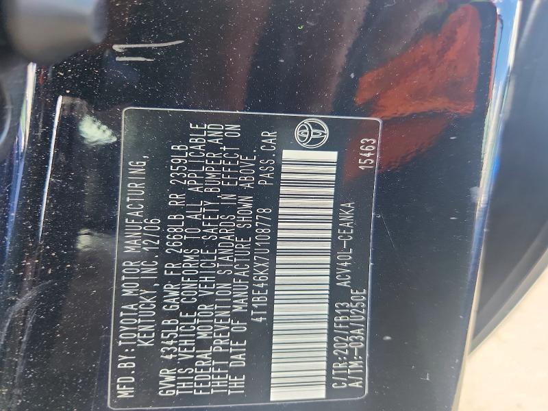 53391936 :رقم المزاد ، 4T1BE46KX7U108778 vin ، 2007 Toyota Camry مزاد بيع