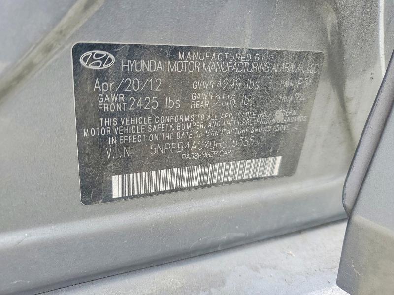 2013 Hyundai Sonata მანქანა იყიდება აუქციონზე, vin: 5NPEB4ACXDH515385, აუქციონის ნომერი: 55432976