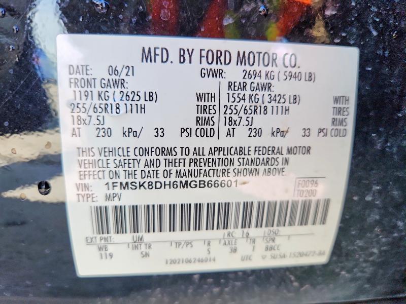 Aukcja sprzedaży 2021 Ford Explorer, vin: 1FMSK8DH6MGB66601, numer aukcji: 55444696