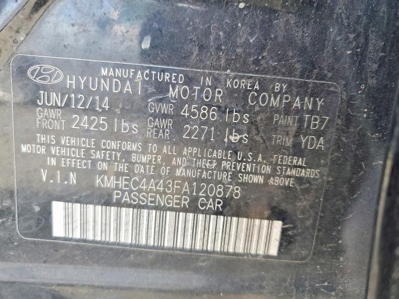 2015 Hyundai Sonata Hybrid მანქანა იყიდება აუქციონზე, vin: KMHEC4A43FA120878, აუქციონის ნომერი: 55413136