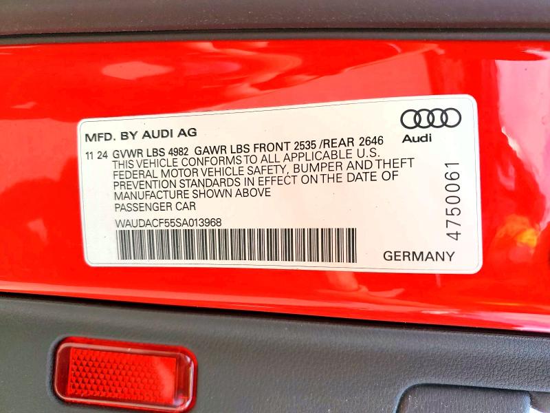 54476956 :رقم المزاد ، WAUDACF55SA013968 vin ، 2025 Audi A5 مزاد بيع