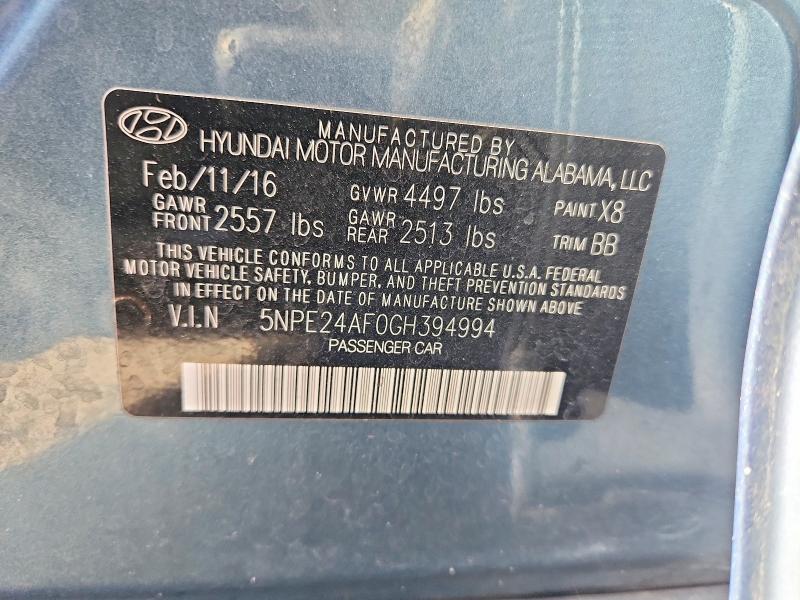 Aukcja sprzedaży 2016 Hyundai Sonata, vin: 5NPE24AF0GH394994, numer aukcji: 54259446