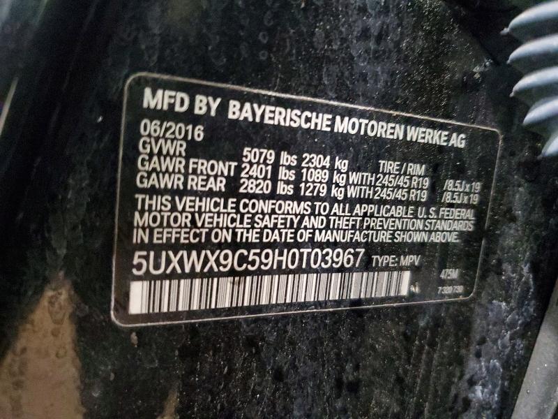 53313936 :رقم المزاد ، 5UXWX9C59H0T03967 vin ، 2017 Bmw X3 مزاد بيع