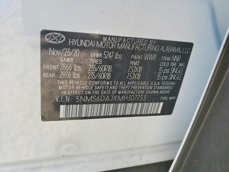 Aukcja sprzedaży 2021 Hyundai Santa Fe, vin: 5NMS6DAJXMH307753, numer aukcji: 53842706