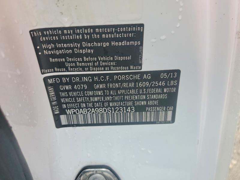 Продаж на аукціоні авто 2013 Porsche 911, vin: WP0AB2A98DS123143, номер лоту: 54923376