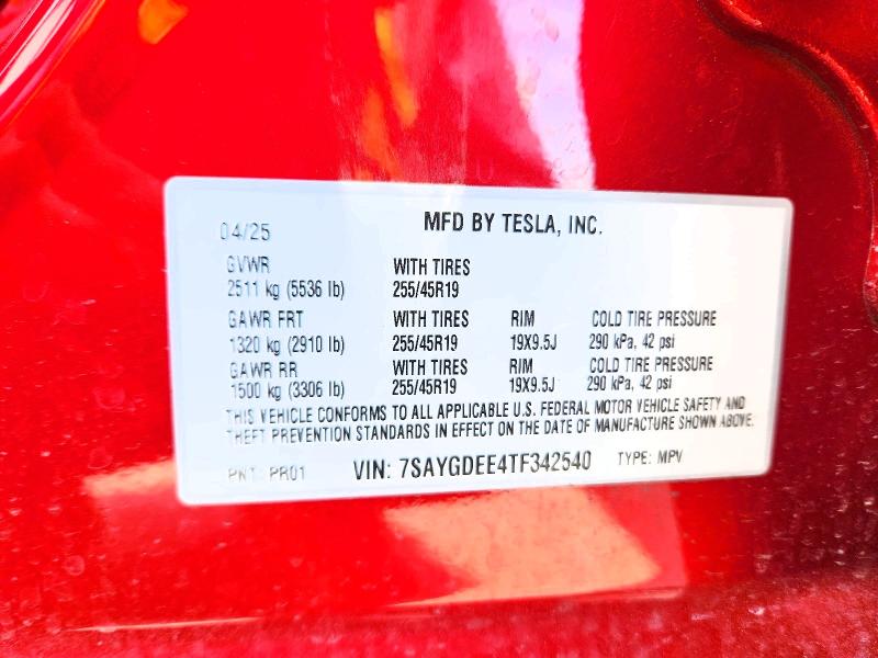 Aukcja sprzedaży 2026 Tesla Model Y, vin: 7SAYGDEE4TF342540, numer aukcji: 54212796