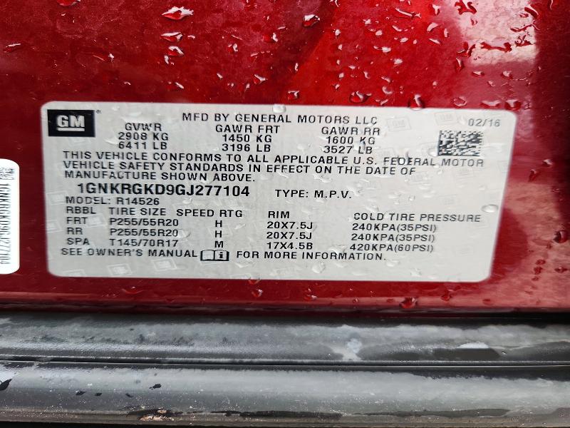 Продажа на аукционе авто 2016 Chevrolet Traverse, vin: 1GNKRGKD9GJ277104, номер лота: 54440076