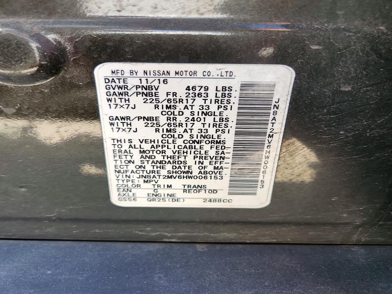 Продаж на аукціоні авто 2017 Nissan Rogue, vin: JN8AT2MV6HW006153, номер лоту: 52290756