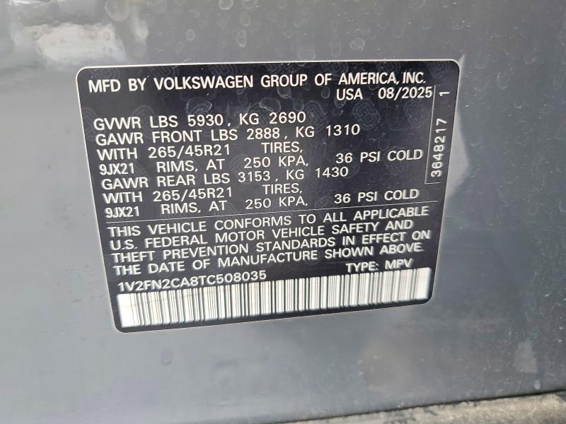 Продажа на аукционе авто 2026 Volkswagen Atlas, vin: 1V2FN2CA8TC508035, номер лота: 54169926