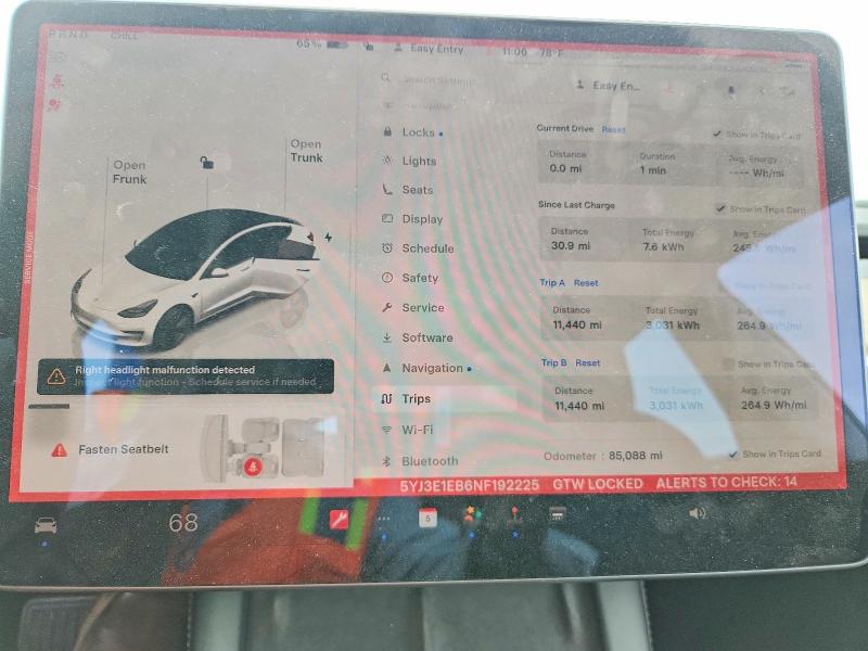 Aukcja sprzedaży 2022 Tesla Model 3, vin: 5YJ3E1EB6NF192225, numer aukcji: 52419886