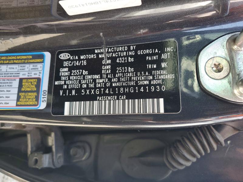 Aukcja sprzedaży 2017 Kia Optima, vin: 5XXGT4L18HG141930, numer aukcji: 51697846