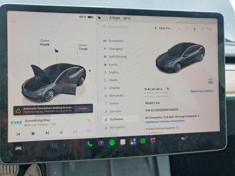 2022 Tesla Model 3 მანქანა იყიდება აუქციონზე, vin: 5YJ3E1EB5NF349016, აუქციონის ნომერი: 55387086