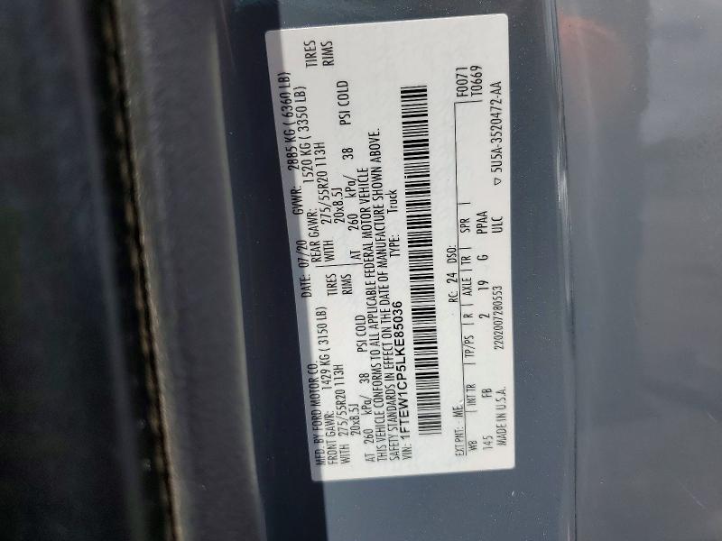 Продаж на аукціоні авто 2020 Ford F150, vin: 1FTEW1CP5LKE85036, номер лоту: 54667116