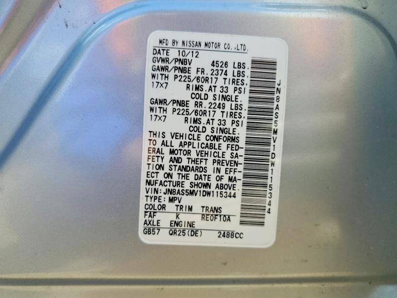 Продаж на аукціоні авто 2013 Nissan Rogue, vin: JN8AS5MV1DW115344, номер лоту: 53337326