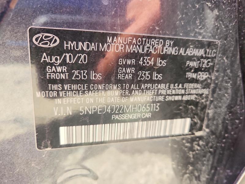 52950046 :رقم المزاد ، 5NPEJ4J22MH065113 vin ، 2021 Hyundai Sonata مزاد بيع