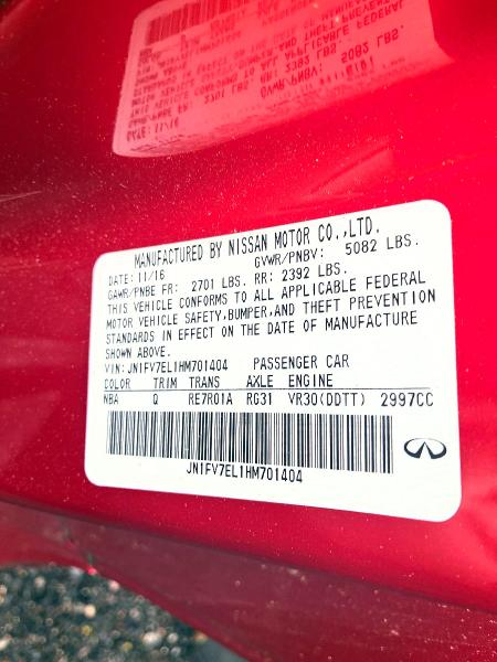 Продажа на аукционе авто 2017 Infiniti Q60, vin: JN1FV7EL1HM701404, номер лота: 53411306