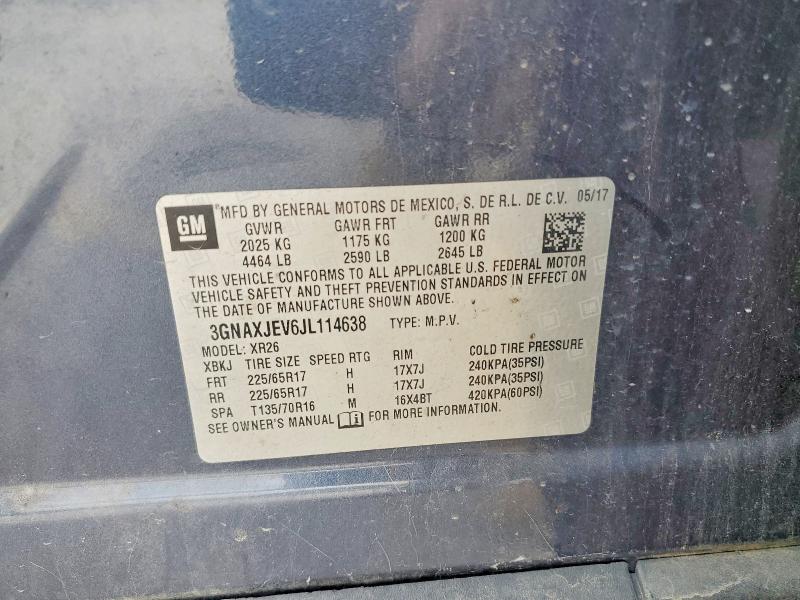 2018 Chevrolet Equinox მანქანა იყიდება აუქციონზე, vin: 3GNAXJEV6JL114638, აუქციონის ნომერი: 54185686