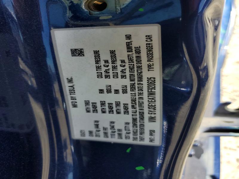 Продажа на аукционе авто 2021 Tesla Model 3, vin: 5YJ3E1EA7MF920625, номер лота: 51641026