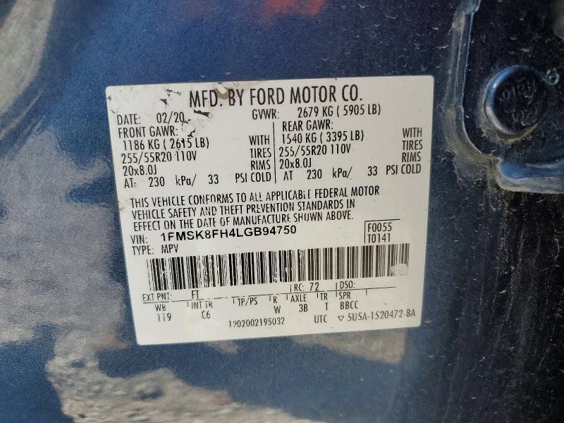 Aukcja sprzedaży 2020 Ford Explorer, vin: 1FMSK8FH4LGB94750, numer aukcji: 52578466
