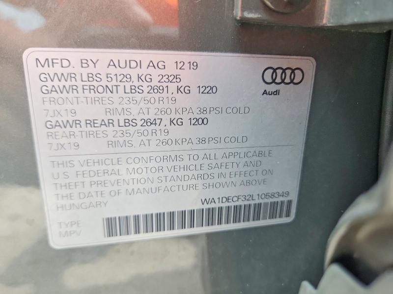 Aukcja sprzedaży 2020 Audi Q3, vin: WA1DECF32L1058349, numer aukcji: 53949406