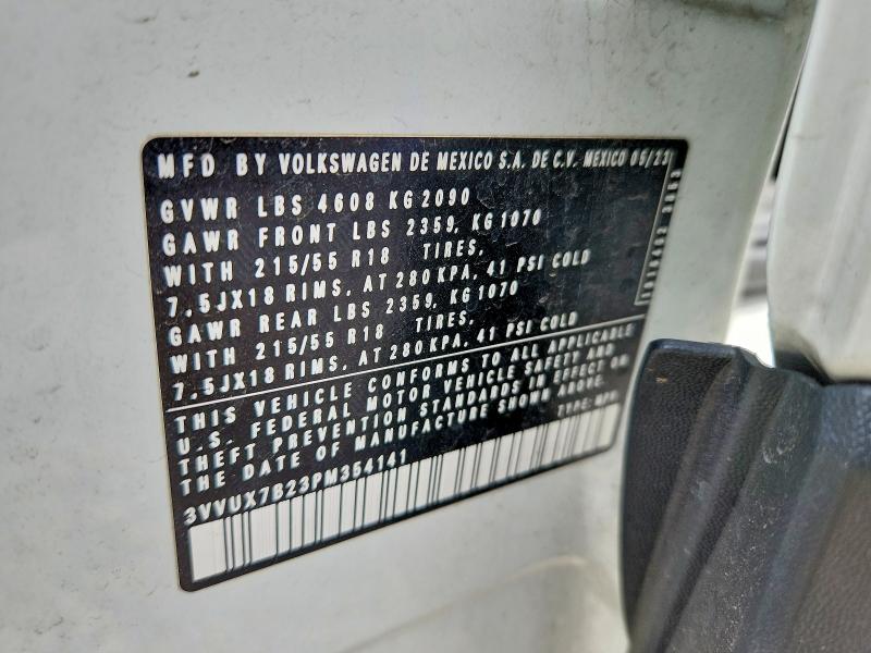 Aukcja sprzedaży 2023 Volkswagen Taos, vin: 3VVUX7B23PM354141, numer aukcji: 55024786
