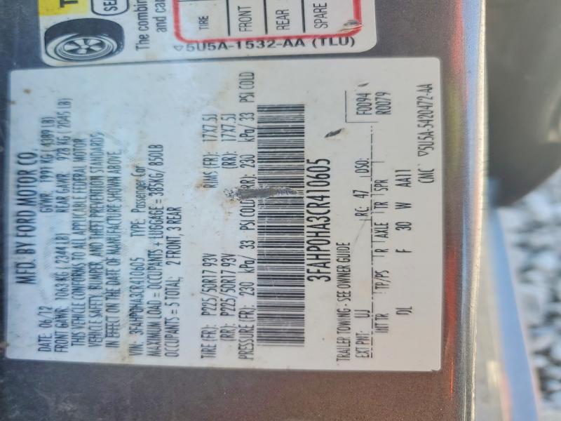 Aukcja sprzedaży 2012 Ford Fusion, vin: 3FAHP0HA3CR410605, numer aukcji: 55057256