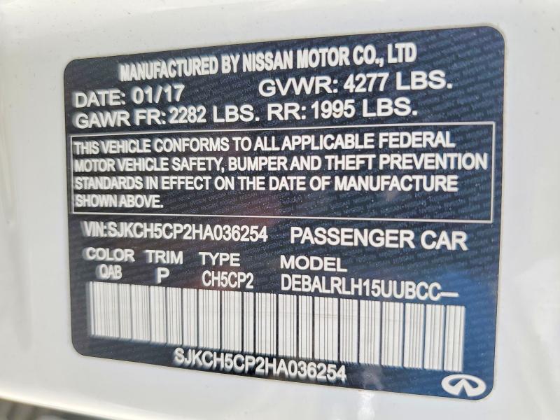 Aukcja sprzedaży 2017 Infiniti Qx30, vin: SJKCH5CP2HA036254, numer aukcji: 54157996