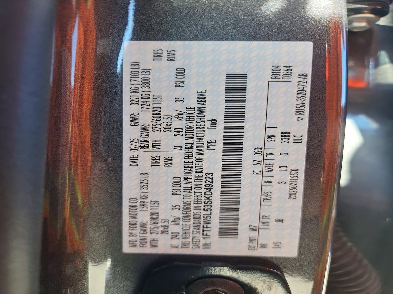 Продажа на аукционе авто 2025 Ford F150, vin: 1FTFW5L53SKD49223, номер лота: 53115506