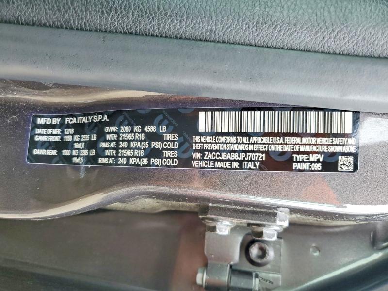 Продажа на аукционе авто 2018 Jeep Renegade, vin: ZACCJBAB8JPJ70721, номер лота: 52564666