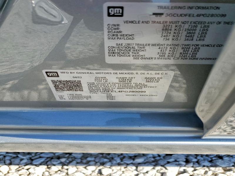 Продаж на аукціоні авто 2023 Chevrolet Silverado, vin: 3GCUDFEL4PG280099, номер лоту: 53532146