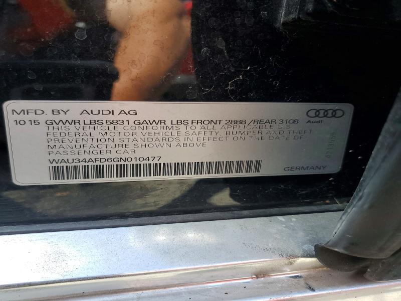 Продаж на аукціоні авто 2016 Audi A8, vin: WAU34AFD6GN010477, номер лоту: 54883986