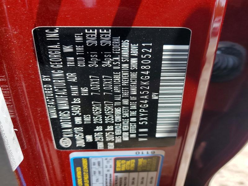 Продаж на аукціоні авто 2019 Kia Sorento, vin: 5XYPG4A52KG480521, номер лоту: 55175746