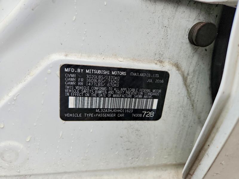 Продаж на аукціоні авто 2017 Mitsubishi Mirage, vin: ML32A3HJ6HH011623, номер лоту: 53786216