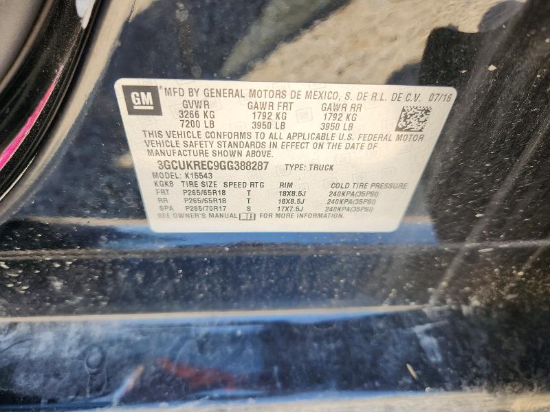 Aukcja sprzedaży 2016 Chevrolet Silverado, vin: 3GCUKREC9GG388287, numer aukcji: 51497846