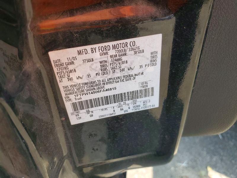 54502226 :رقم المزاد ، 1FTPW14506FA46815 vin ، 2006 Ford F150 مزاد بيع