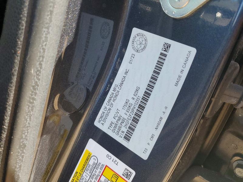 52863346 :رقم المزاد ، 2HGFE2F29PH102551 vin ، 2023 Honda Civic مزاد بيع