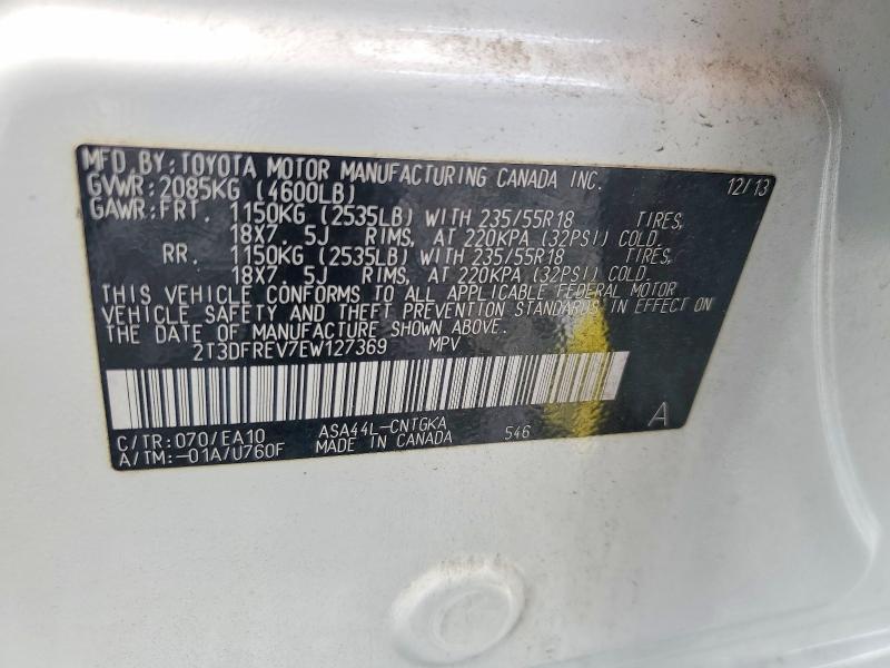 Продажа на аукционе авто 2014 Toyota Rav4, vin: 2T3DFREV7EW127369, номер лота: 54108636