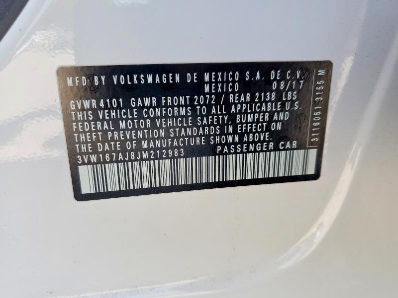 Продаж на аукціоні авто 2018 Volkswagen Jetta, vin: 3VW167AJ8JM212983, номер лоту: 53163016