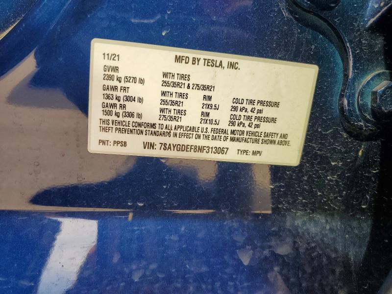 Aukcja sprzedaży 2022 Tesla Model Y, vin: 7SAYGDEF8NF313067, numer aukcji: 55183506