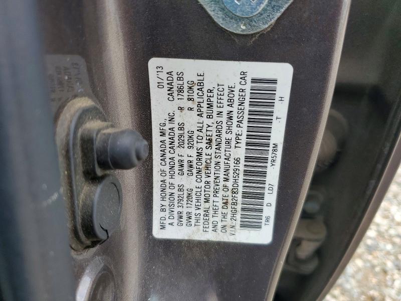 Aukcja sprzedaży 2013 Honda Civic, vin: 2HGFB2F83DH529166, numer aukcji: 55449326