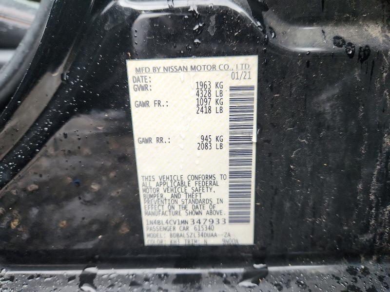 Aukcja sprzedaży 2021 Nissan Altima, vin: 1N4BL4CV1MN347933, numer aukcji: 54494626