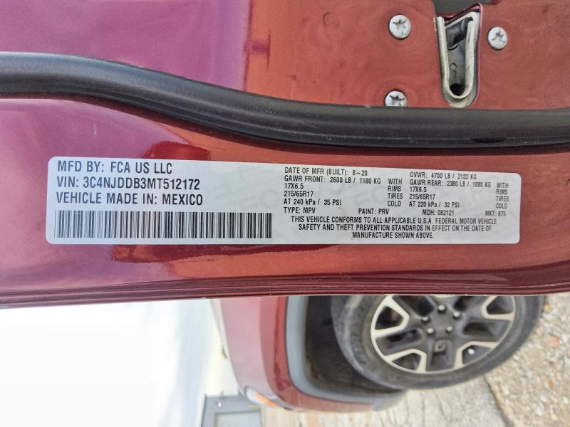 Продажа на аукционе авто 2021 Jeep Compass, vin: 3C4NJDDB3MT512172, номер лота: 54277436