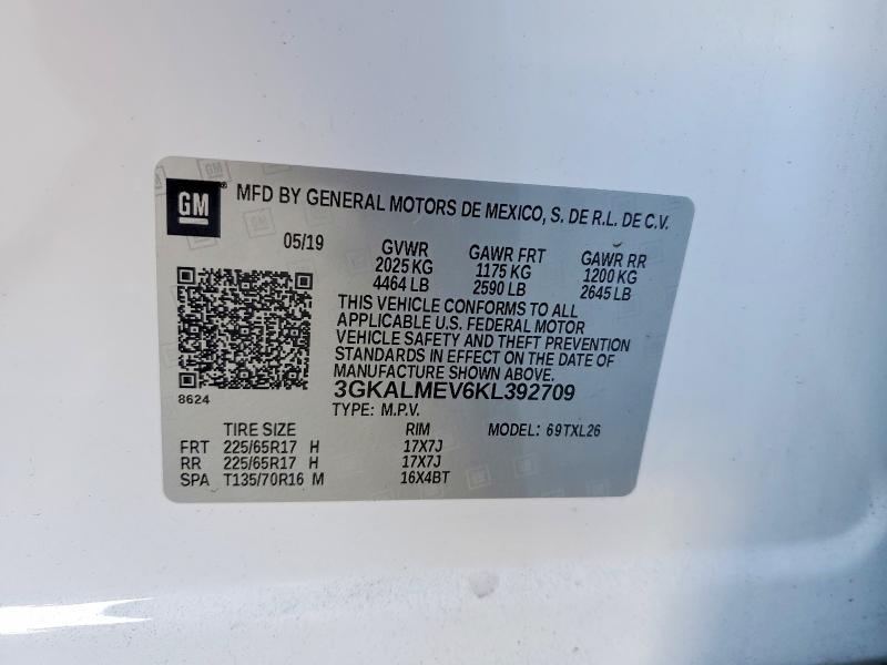 2019 Gmc Terrain მანქანა იყიდება აუქციონზე, vin: 3GKALMEV6KL392709, აუქციონის ნომერი: 54727746