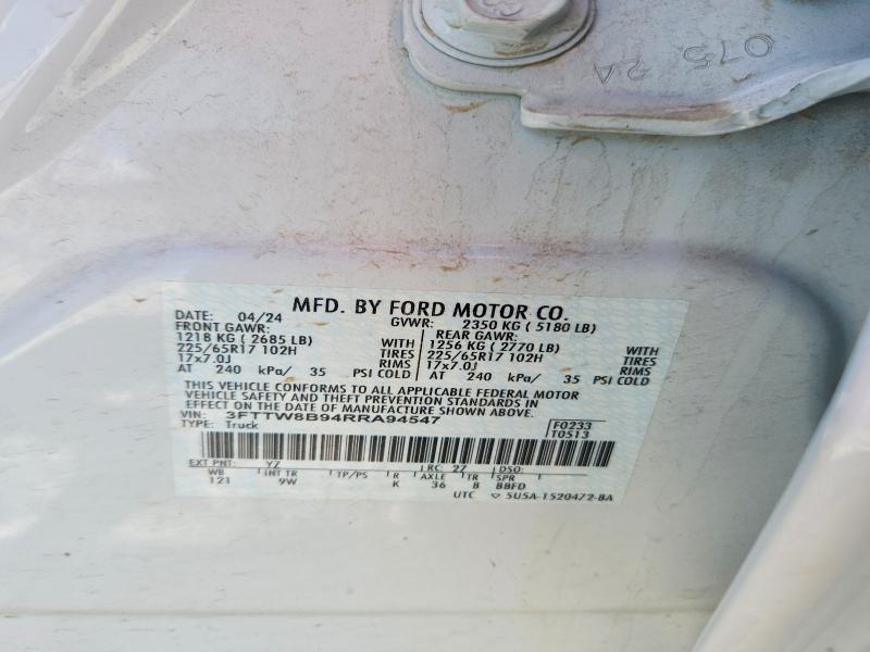 Продаж на аукціоні авто 2024 Ford Maverick, vin: 3FTTW8B94RRA94547, номер лоту: 53226026