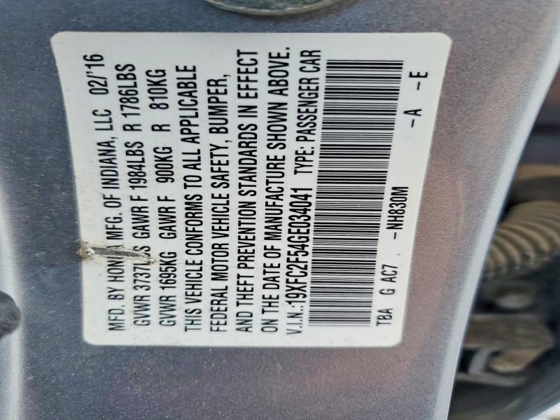 Продажа на аукционе авто 2016 Honda Civic, vin: 19XFC2F54GE034041, номер лота: 54561066