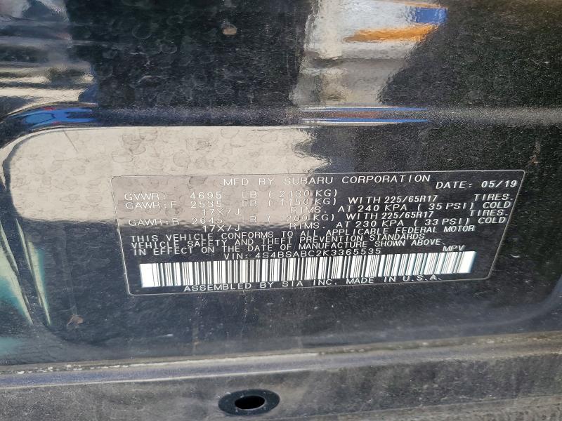 Продаж на аукціоні авто 2019 Subaru Outback, vin: 4S4BSABC2K3365535, номер лоту: 52435646
