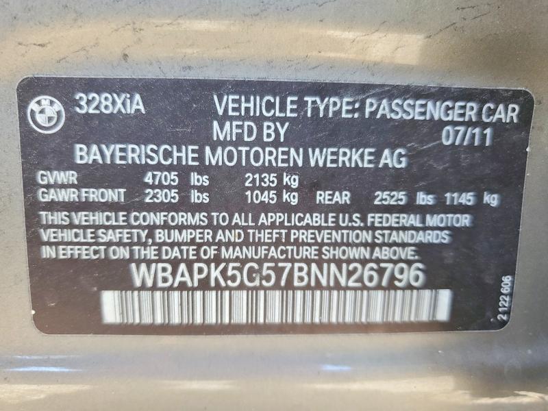 Aukcja sprzedaży 2011 Bmw 328, vin: WBAPK5G57BNN26796, numer aukcji: 52405226
