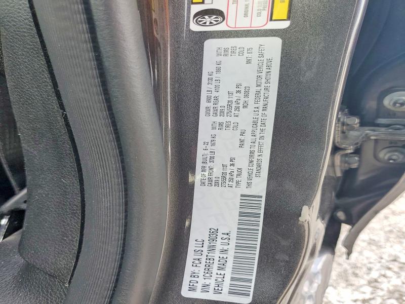 2022 Ram 1500 მანქანა იყიდება აუქციონზე, vin: 1C6RREBT1NN190362, აუქციონის ნომერი: 55562686