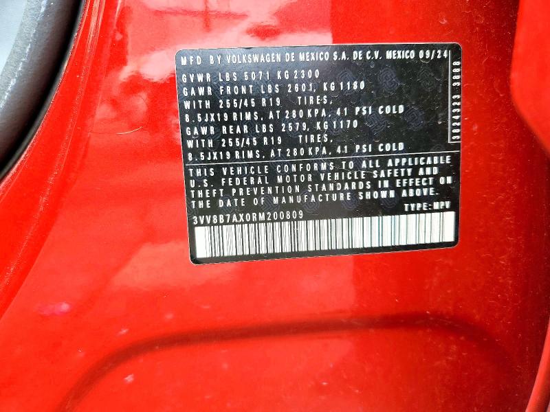 54488026 :رقم المزاد ، 3VV8B7AX0RM200809 vin ، 2024 Volkswagen Tiguan مزاد بيع