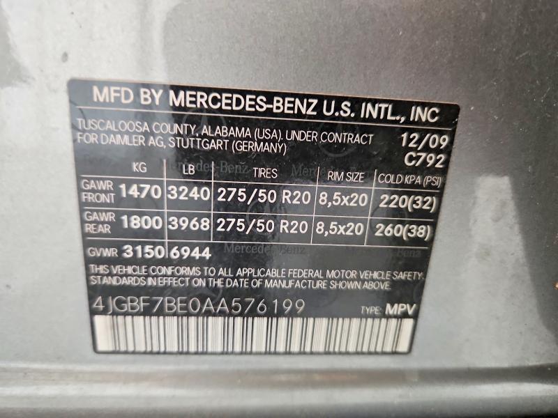 Продаж на аукціоні авто 2010 Mercedes-benz Gl, vin: 4JGBF7BE0AA576199, номер лоту: 52851606